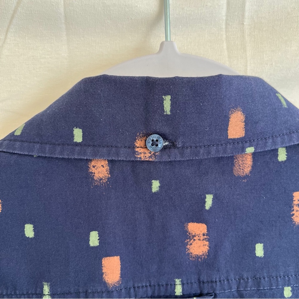 Ben Sherman The Original Stretch Fit Short Sleeve Button Up Blue Brown Shirt XL - Picture 6 of 11